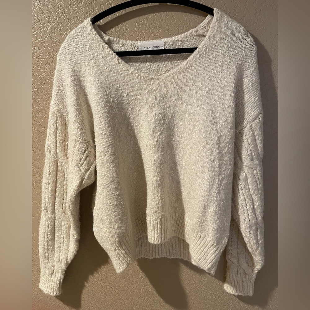 Dear John Cozy V-Neck Sweater in Cream